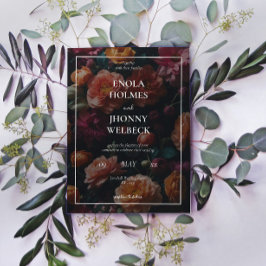Invitación a la boda romántica floral de color osc