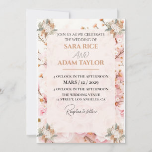 Invitación a la boda romántica floral - Pegado ele