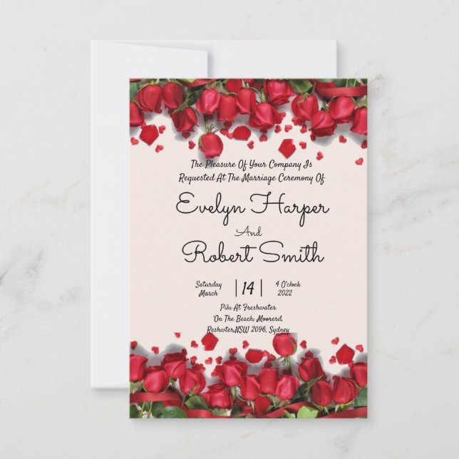 Invitación a la Boda Romántica Floral Romántica Ed (Anverso)