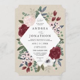 Invitación a la boda romántica florística