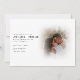 Invitación a la boda romántica gradiente de fotos