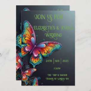 Invitación a la boda romántica mariposa romántica