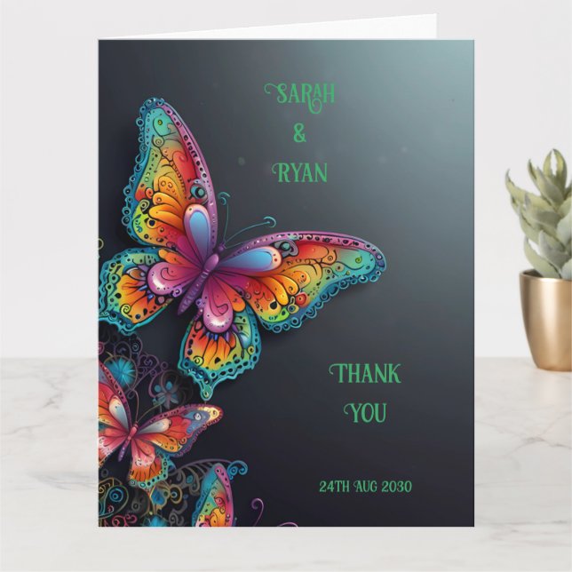 Invitación a la boda romántica mariposa romántica (Planta pequeña)