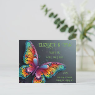 Invitación a la boda romántica mariposa romántica