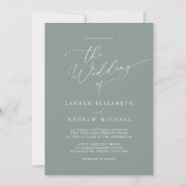 Invitación a la boda romántica Minimalista Sage Gr