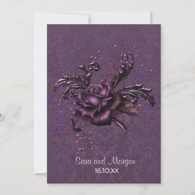 Invitación a la boda romántica oscura (Anverso)