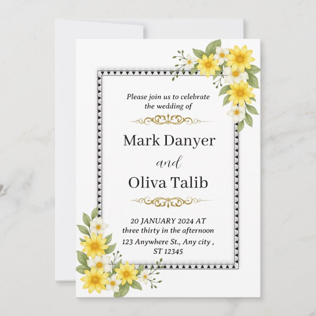 Invitación a la boda romántica | Personalizable Te (Anverso)