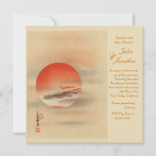 Invitación a la boda romántica profunda de Red Sun