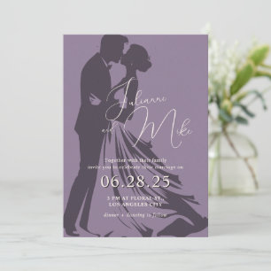 Invitación a la boda romántica púrpura