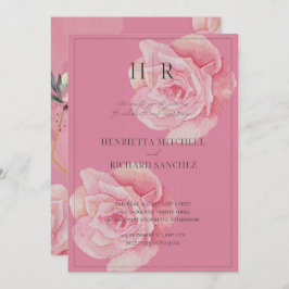 Invitación a la boda romántica rosa