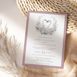 Invitación a la boda romántica Rosa con cisne
