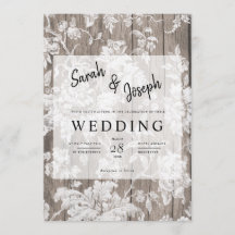 Invitación a la boda romántica rústica en madera d