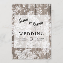 Invitación a la boda romántica rústica en madera d