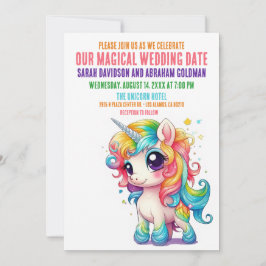 Invitación a la boda romántica y mágica unicornio