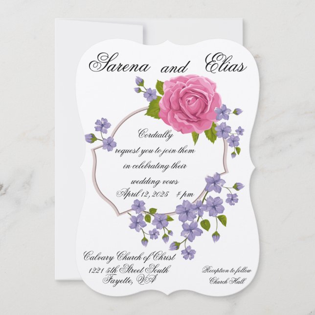 Invitación a la boda rosa (Anverso)