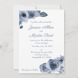 Invitación a la boda Rosa azul
