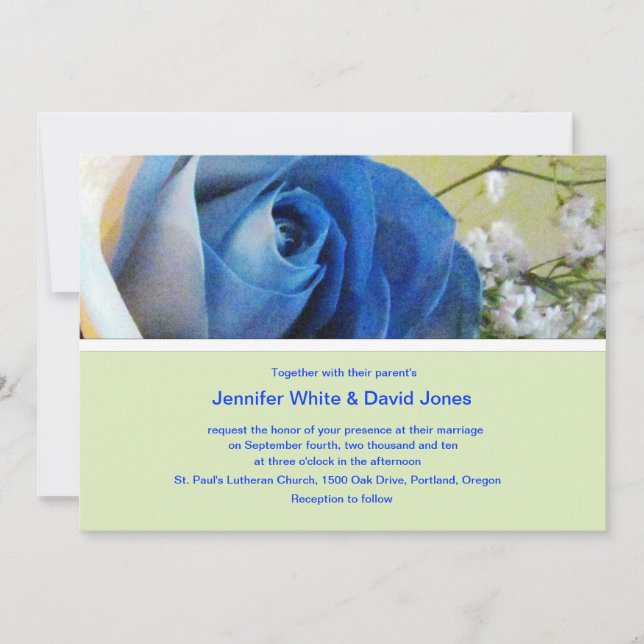 Invitación a la boda Rosa azul (Anverso)
