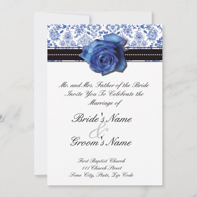 Invitación a la boda Rosa azul (Reverso)