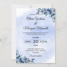 Invitación a la boda Rosa azul suave
