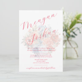 Invitación a la boda rosa azul turquesa