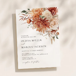 Invitación a la boda Rosa Boho Terracotta Dahlia