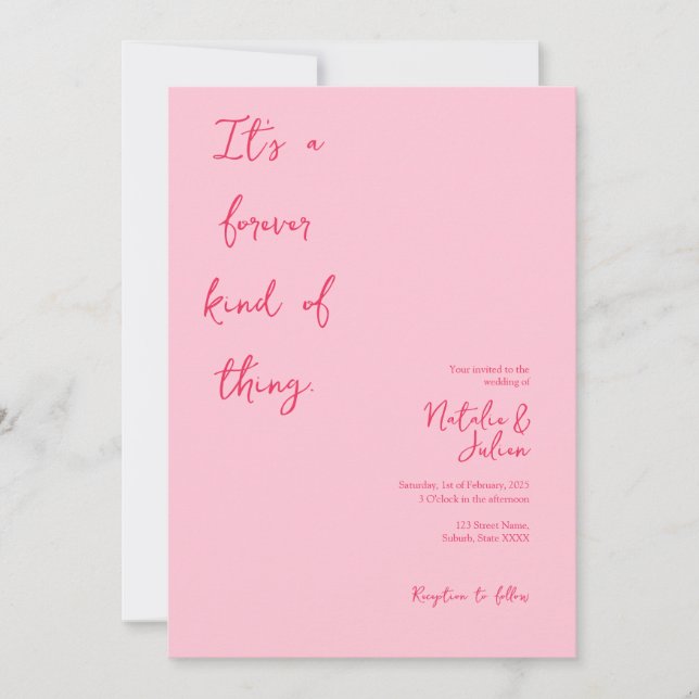 Invitación a la boda rosa brillante y brillante (Anverso)