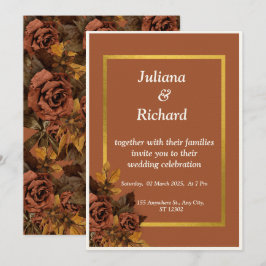 Invitación a la boda Rosa clásica de otoño