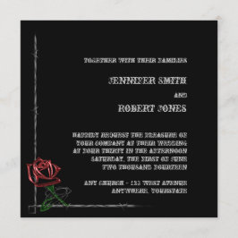 Invitación a la boda Rosa con alambre de púas góti