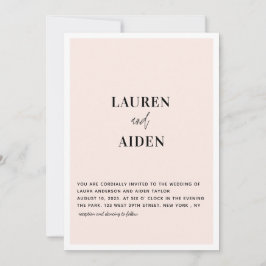 Invitación a la boda rosa con escritura Minimalist