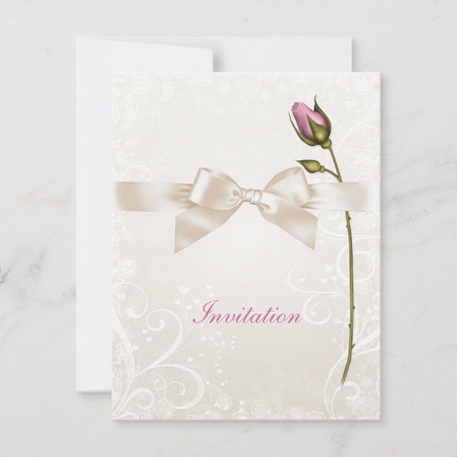 Invitación a la boda Rosa con sabor cardíaco (Anverso)