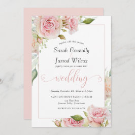 Invitación a la boda Rosa de color rosa y turbio