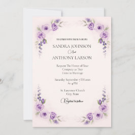 Invitación a la boda Rosa de Lavanda y Rubor