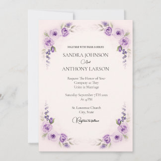 Invitación a la boda Rosa de Lavanda y Rubor