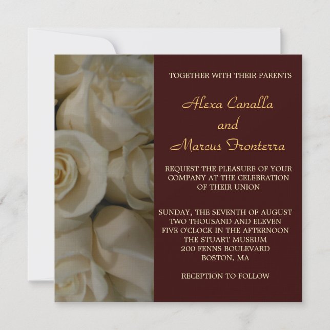 Invitación a la boda Rosa de Marfil (Anverso)