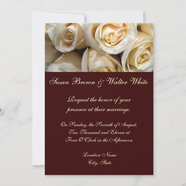Invitación a la boda Rosa de Marfil (Anverso)