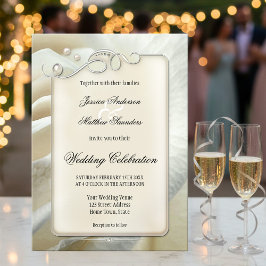 Invitación a la boda Rosa de marfil de plata artís