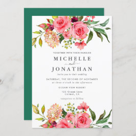 Invitación a la boda Rosa de rosas oscuras y polvo