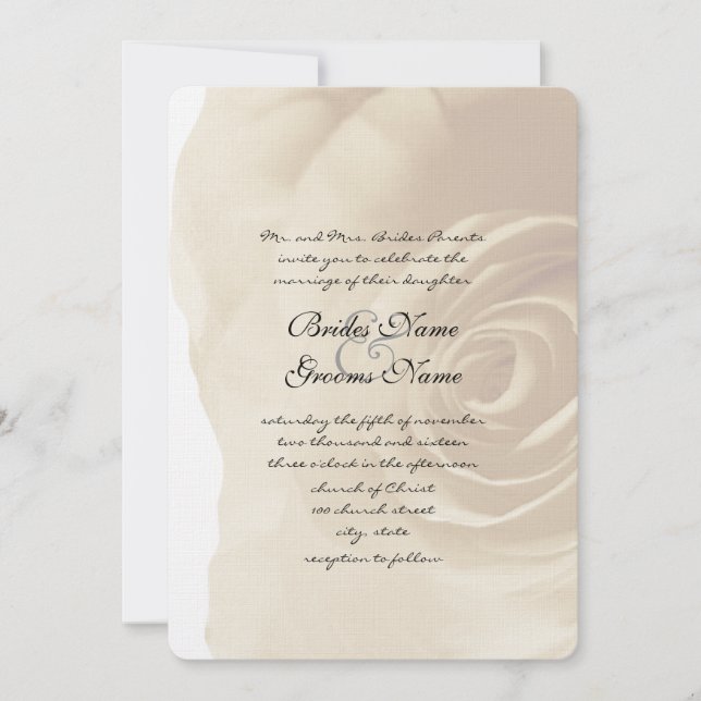 Invitación a la boda Rosa de Sepia (Anverso)