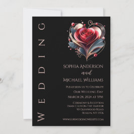 Invitación a la boda Rosa en forma de corazón mode