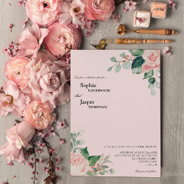 Invitación a la boda rosa floral de Rubor