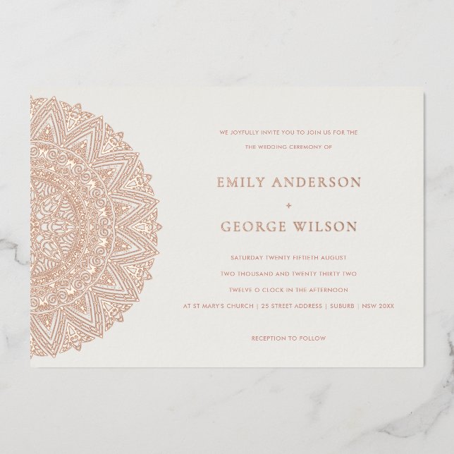 Invitación a la boda Rosa Gold Classic Ornate Mand (Anverso)