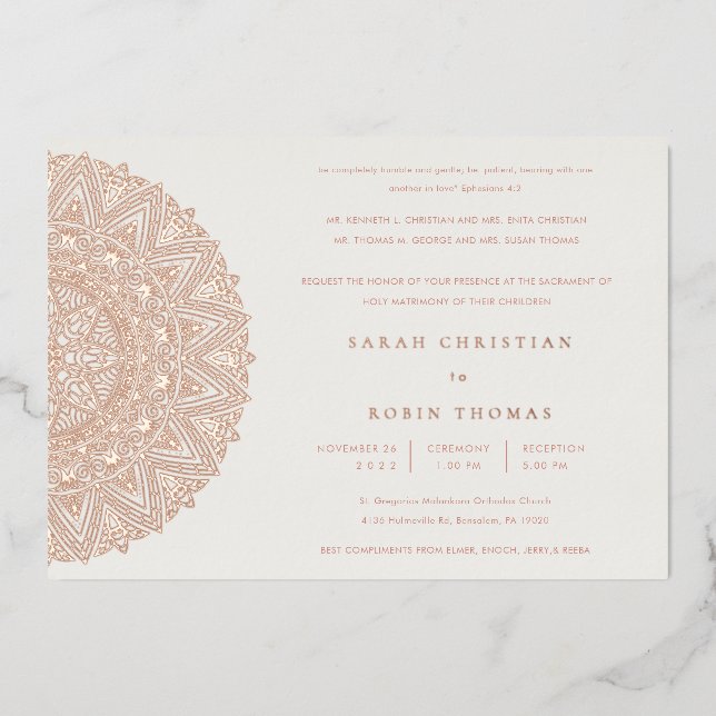 Invitación a la boda Rosa Gold Classic Ornate Mand (Anverso)