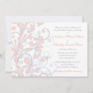 Invitación a la boda rosa, gris y blanca de Rubor