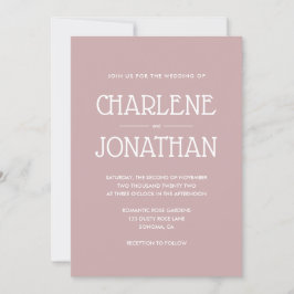 Invitación a la boda Rosa moderna y sencilla