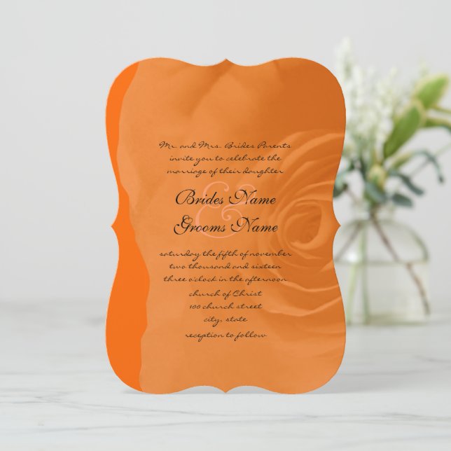Invitación a la boda Rosa naranja (Anverso de pie)