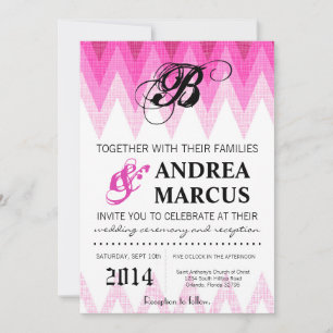Invitación a la boda rosa Ombre Chevron