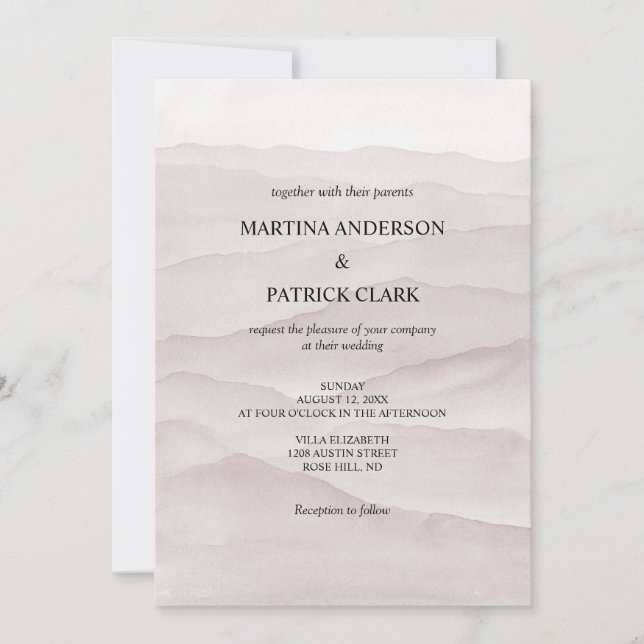 Invitación a la boda rosa polvorienta abstracta (Anverso)