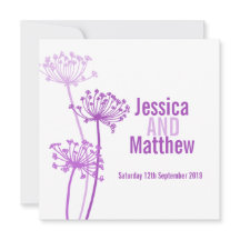 Invitación a la boda rosa púrpura de la flor moder