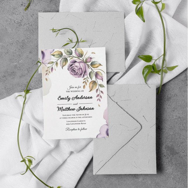 Invitación a la boda Rosa púrpura del diseñador (Subido por el creador)