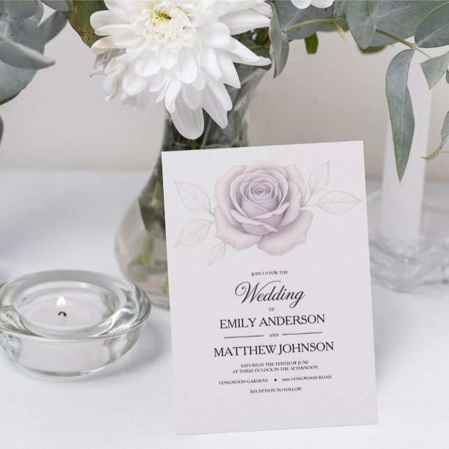 Invitación a la boda Rosa púrpura elegante de dise (Subido por el creador)